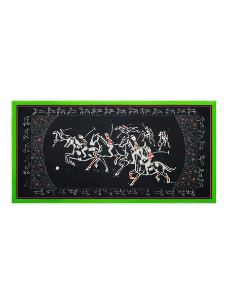  Shanghai Tang Equestrian Print Silk Scarf - Black 