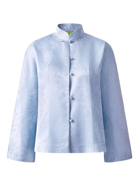  Shanghai Tang Floral-jacquard Shirt - Blue 