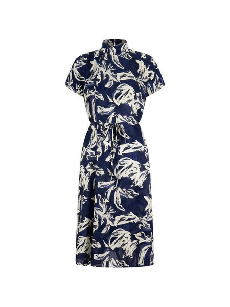  Shanghai Tang Floral-pattern Midi Dress - Blue 