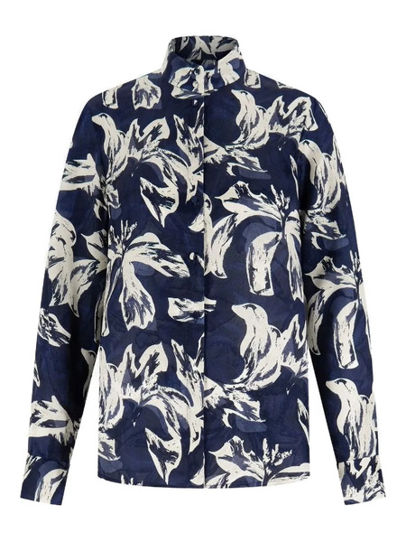  Shanghai Tang Floral-print Button-up Shirt - Blue 