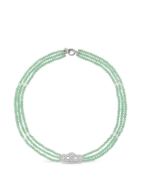  Shanghai Tang Fortune Infinite Knot Jade Necklace - Silver 
