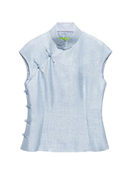  Shanghai Tang Frog-button Blouse - Blue 