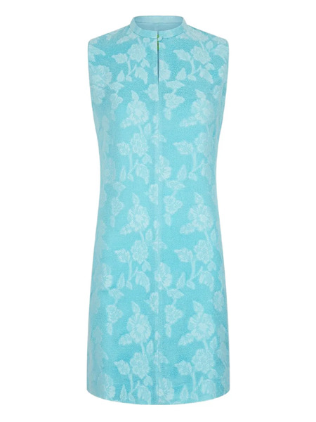  Shanghai Tang Jacquard Mini Dress - Blue 