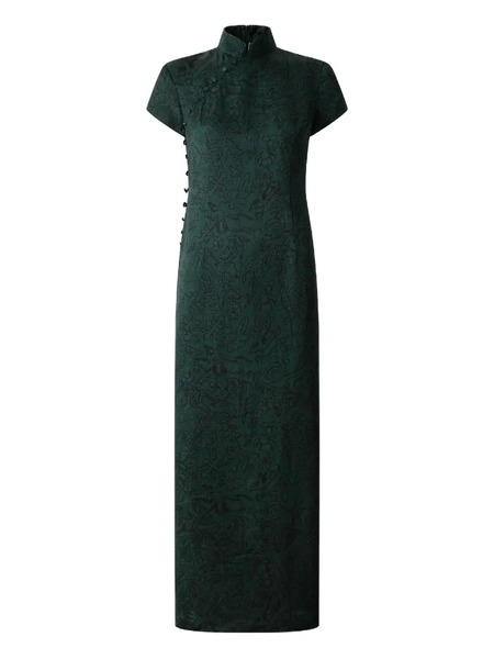  Shanghai Tang Jacquard-pattern Maxi Dress - Green 
