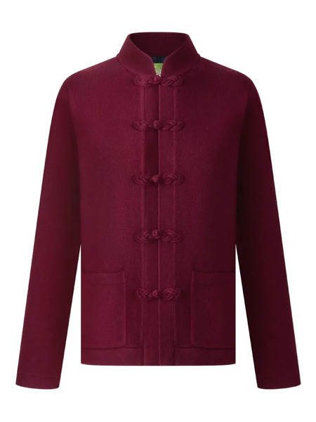  Shanghai Tang Knot Button Tang Cardigan - Red 