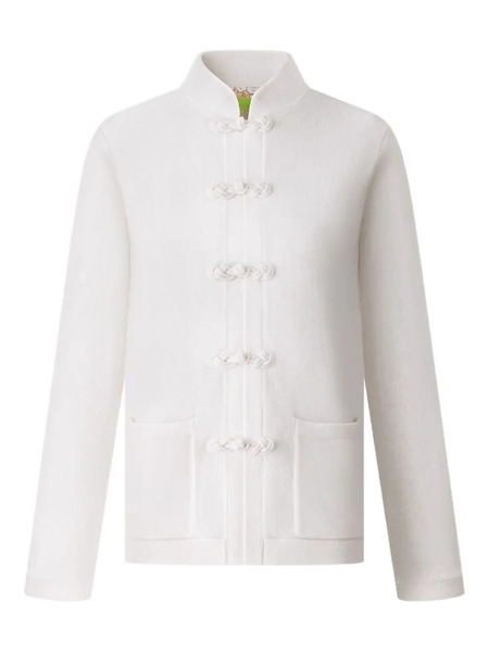  Shanghai Tang Knot Button Tang Cardigan - White 