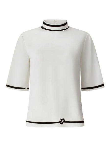  Shanghai Tang Mock-neck Silk T-shirt - White 