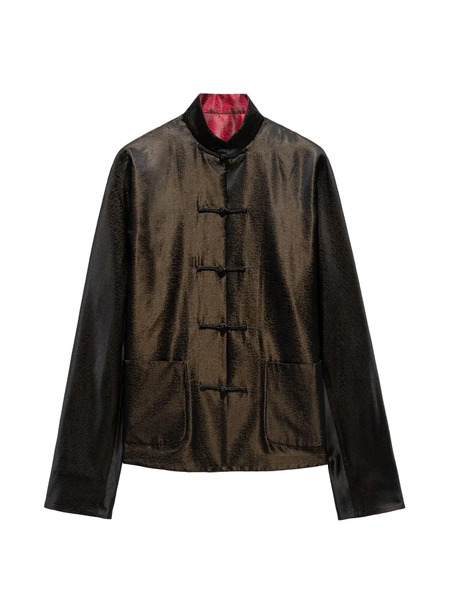  Shanghai Tang Reversible Saddle Embroidery Jacket - Brown 