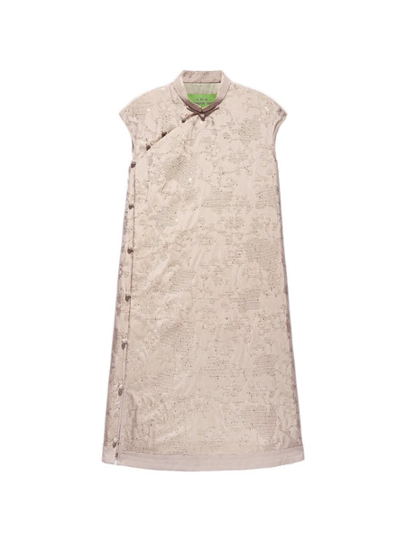  Shanghai Tang Sequin-embellished Qipao Dress - Neutrals 