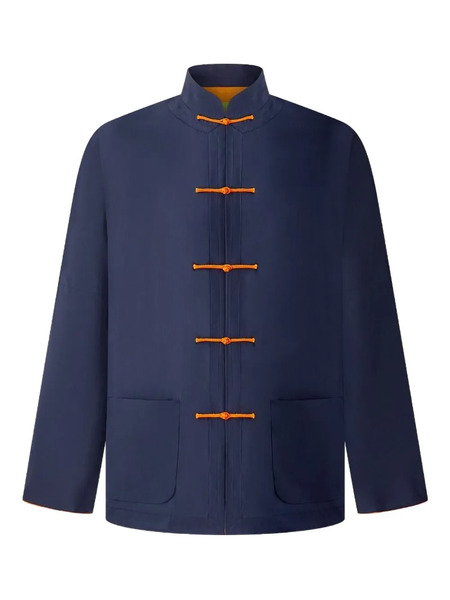  Shanghai Tang Stand-up Collar Silk Jacket - Blue 