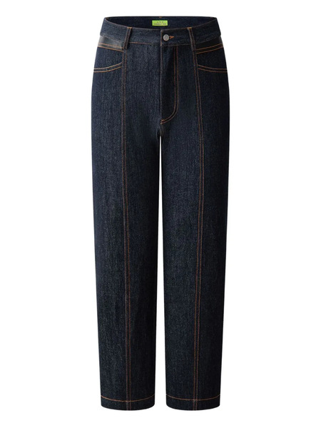 Shanghai Tang Tang Leather-patch Jeans - Black 