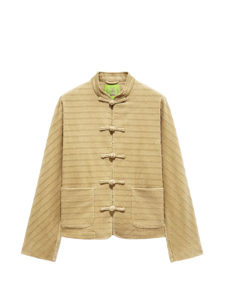  Shanghai Tang Textured Mandarin Jacket - Neutrals 
