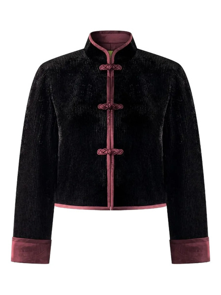  Shanghai Tang Velvet Button-fastening Jacket - Black 