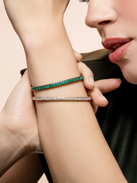  Shay Emerald Bangle - Gold 