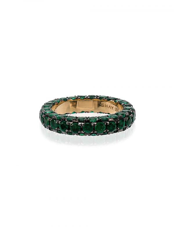  Shay Green And Yellow Gold 3 Side Emerald Ring 