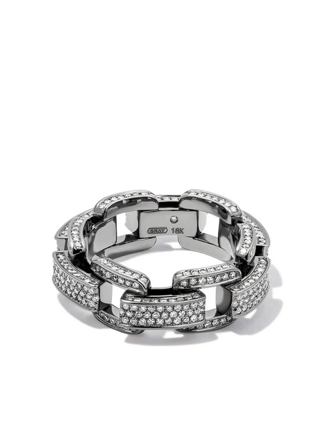  Shay 18k Black Gold Diamond Chain-link Ring 