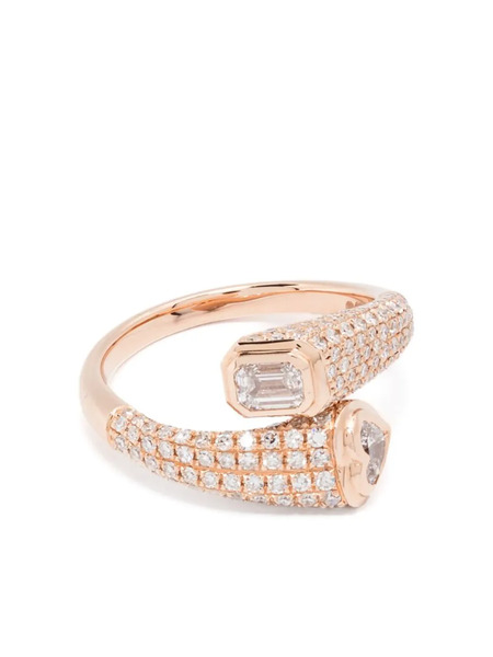 Shay 18k Rose Gold Bypass Diamonds Pink Ring 