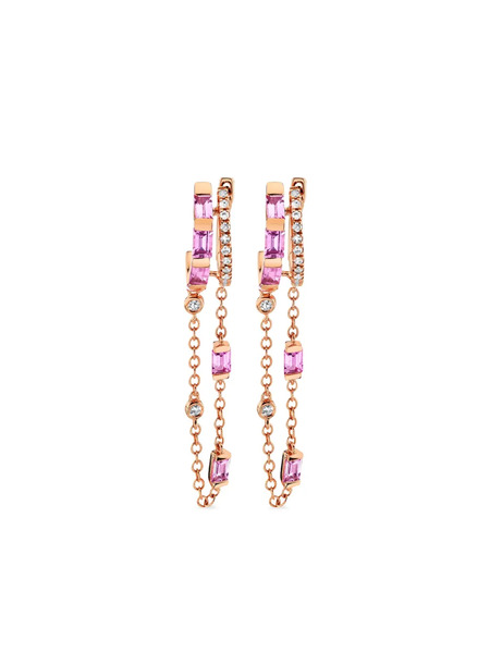  Shay 18k Rose Gold Double Mixed Fringe Sapphire Earrings 