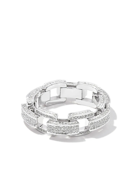  Shay 18k White Gold Deco Link Diamond Ring - Silver 