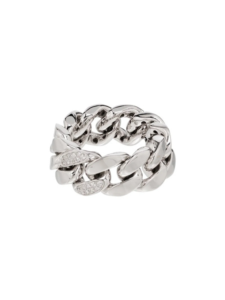  Shay 18k White Gold Pavé Diamond Link Ring - Silver 