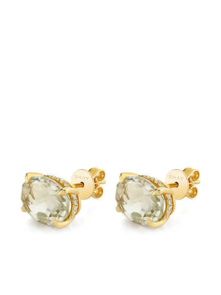  Shay 18k Yellow Gold Amethyst And Diamond Stud Earrings 