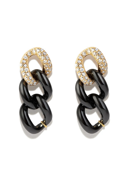 Shay 18k Yellow Gold Diamond And Ceramic Earrings 