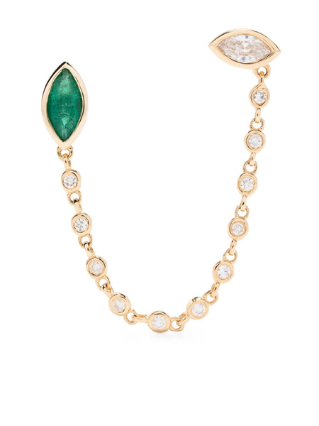  Shay 18k Yellow Gold Diamond And Emerald Drop Earring 