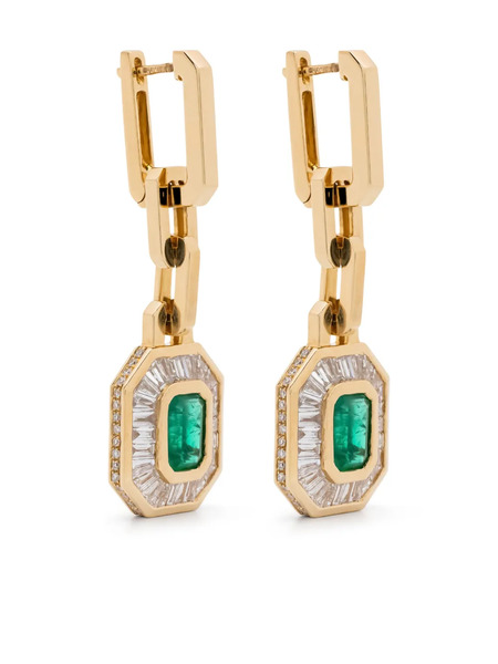  Shay 18k Yellow Gold Emerald And Diamond Drop Earrings 
