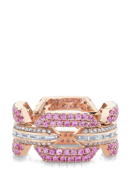  Shay 18kt Rose Gold Geo Link Diamond And Sapphire Ring - Pink 