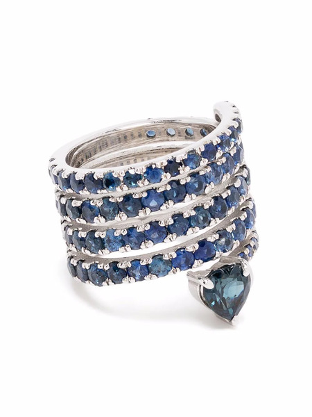  Shay 18kt White Gold Spiral Heart Sapphire Ring - Silver 