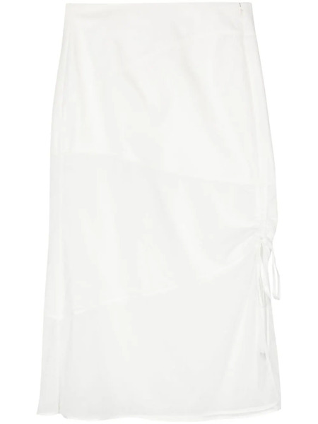  Shiatzy Chen Gathered Silk Midi Skirt - White 
