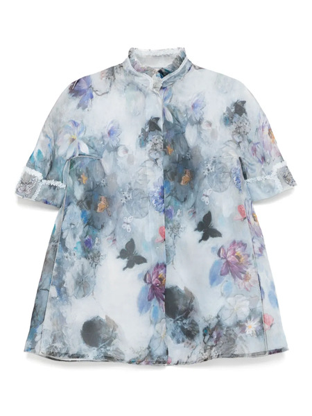  Shiatzy Chen Mandarin-collar Printed Shirt - Grey 