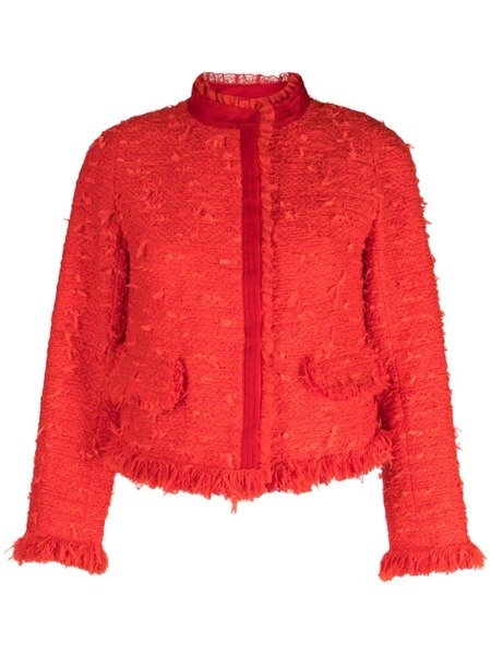  Shiatzy Chen Tweed Frayed-trim Jacket - Red 