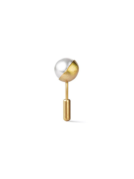  Shihara Half Pearl Earring 45° - Metallic 
