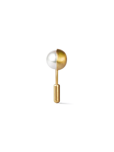  Shihara Half Pearl Earring 90° - Metallic 