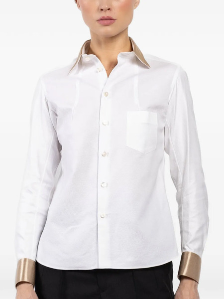  Shiro Sakai Contrast-collar Shirt - White 