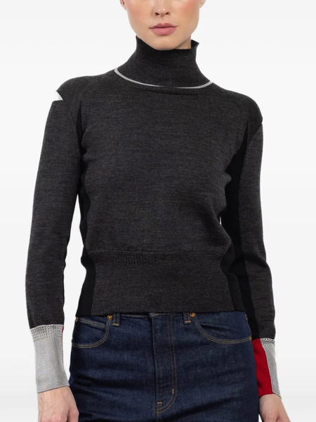  Shiro Sakai Roll-neck Colourblock Top - Grey 