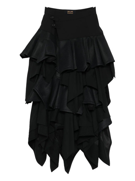  Shiro Sakai Ruffled Button-fastening Skirt - Black 