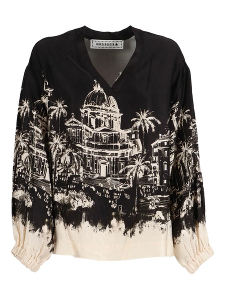  Shirtaporter Printed Blouse - Black 