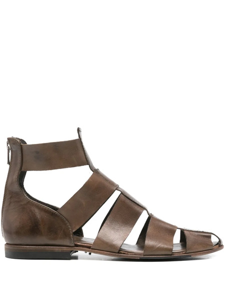  Shoto Strappy Zip-up Sandals - Brown 