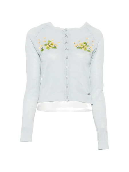  Shushu/tong Beaded Floral Knit Cardigan - Blue 