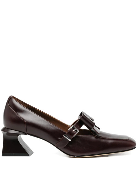  Shushu/tong Bow Buckle Leather Pumps - Brown 