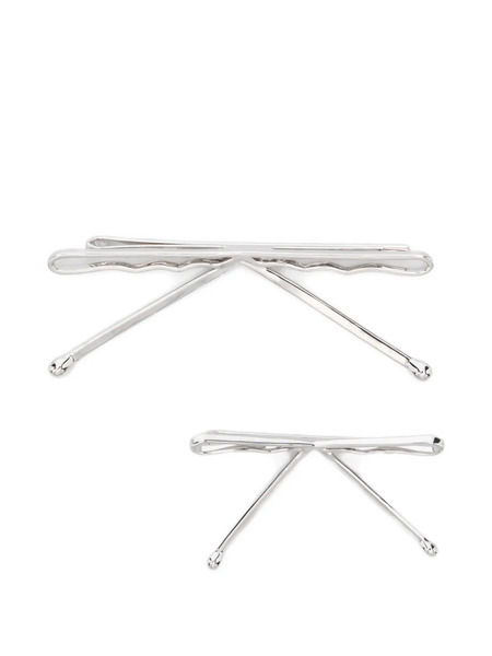  Shushu/tong Bow-design Hair Clip (pack Of Two) - Silver 