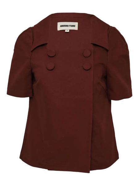  Shushu/tong Button Cotton Top - Brown 
