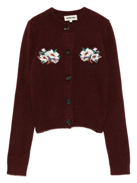  Shushu/tong Floral-appliqué Buttoned Cardigan - Red 