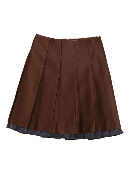  Shushu/tong Pleated Contrasting-trim Skirt - Brown 