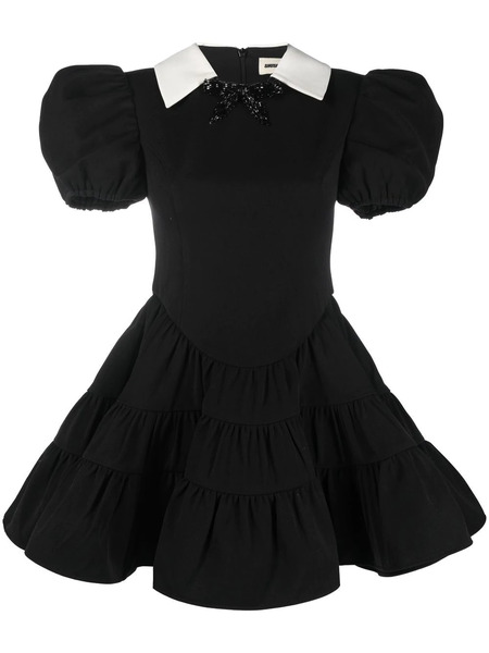  Shushu/tong Puff-sleeve Tiered Minidress - Black 