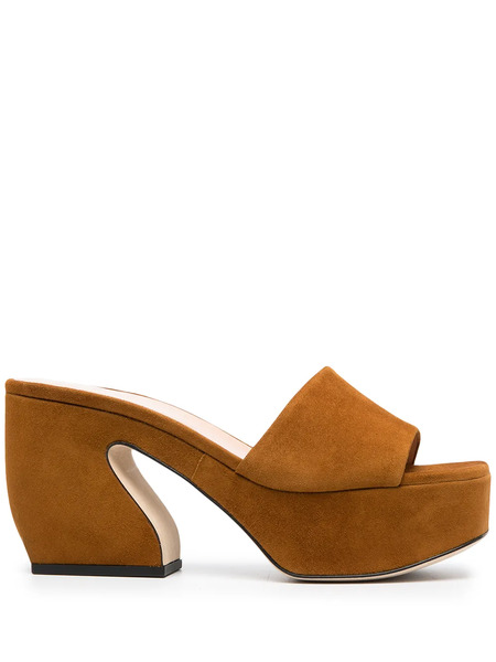  Si Rossi Chunky-heel Suede Sandals - Brown 