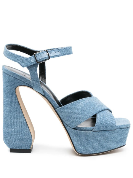  Si Rossi 47mm Sculpted-heel Denim Sandals - Blue 