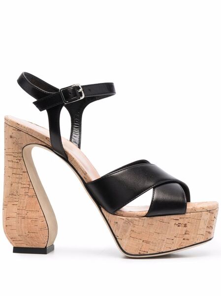  Si Rossi 90mm Sculptued-heel Platform Sandals - Black 